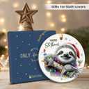 5 x Sloth Ornaments 2025 for Christmas Tree - Cute Xmas Sloth Gifts for Women Friends, Teens, Adults, Double Sided Animal Ornaments for Funny Animal Lover Gifts for Men