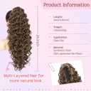 HOOJIH Ponytail Extension, Clip in Ponytail 24 Inch Hair Extension Curly Wavy Ponytail Fluffy Soft Synthetic Fiber Hair Pieces for Women - Dark Golden Brown