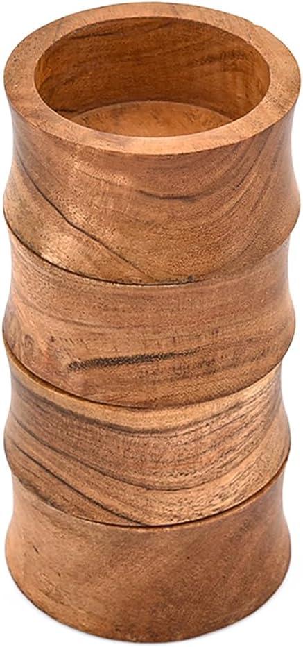 Soup Bowls Acacia Wood Hand-Carved Bowls Set of 4 | Rustic Wooden Bowls for Soups, Salads & Pasta | Durable, Eco-Friendly, Food-Safe (3" X 3" X 1.5")