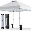 Nazhura 10' x 10' Pop Up Canopy Tent with Sand Weight Bag, Freestanding Sun Shelter for Picnic and Camping, One Person Setup and Height Adjustable (White)