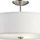 Kichler Shailene 18" Semi Flush Mount Light in Brushed Nickel, 3-Light Round Ceiling Light with Satin Etched White Diffuser, (18" W x 11.25" H), 43692NI, 18.25"