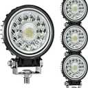 LED Work Lights, 4Pcs 4 Inch 99W Round Driving Fog Lights Spot Flood Beam Led Car Light, 12V 24V Off Road Accessories for Vehicle Golf Motorcycle Snowplow Boat RV ATV UTV SUV