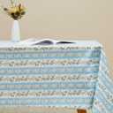 Frienda 55''x79'' Block Print Tablecloth Velvet Rectangle Indian Tablecloth Washable Floral Table Cloth Pastoral Farmhouse Table Cover for Kitchen Dining Picnic Thanksgiving Christmas(Blue Flower)