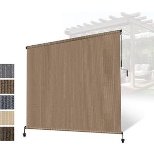 Patio Shades Roll Up Outdoor Roller Shade, Exterior Cordless Roll Up Outdoor Blinds for Patio, Gazebo Pergola Backyard Deck Porch Blinds Privacy Screen Protection UV Sun Blocking 7ft Wide x 8 H