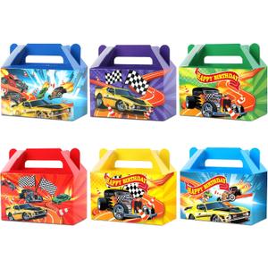 3Pcs Race Car Party Treat Boxes Hot Car Gift Box Birthday Supplies Wheels Wild Goodie Gift Boxes Race Cars Favor Box for Kid Boy Wheels Cars Birthday Baby Shower Game Party Decoration, Yellow and Red  