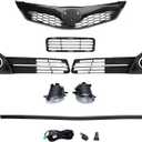 6PCS Front Bumper Grille Fog Light &Cover Trim Set For 2012 2013 2014 To-yota Camry SE
