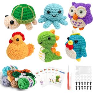 6PCS Crochet Kit for Beginners, 2026 Knitting Kit with Step-by-Step Video Tutorials, Beginner Crochet Kit for Adults (Purple)