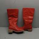 UBWDU Women's Knee High Boots Chunky Block Heel Long Boots Square Toe Low Heel Boots for Women (7, Red)