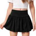 Milumia Girl High Waist Mini Bubble Skirt Y2K Cute Pleated Ruffle Short Skirts