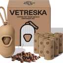 VETRESKA Dog Poop Bags Dispenser with Coffee Scented Waste Bags, Leak Proof, Extra Thick & Strong, 1 Holder and 105 Count Pet Poop Bags (7 Refill Rolls) for Dogs and Cats
