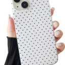 Compatible with iPhone 14/15 Plus Case, Fashion Cute Aesthetic Polka Dot Pattern Cover for Women, Shockproof Slim Soft TPU and Hard PC Protective Phone Case - White