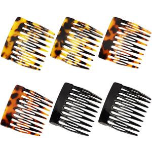 6Pcs French Side Combs for Styling Accessories, Strong Hold Decorative Hair Combs Clips for Women Hair (Brown, Black, Red)