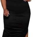 Womens Sexy Plus Size One Off Shoulder Sleeveless Bodycon Ruched Evening Pencil Party Maxi Dresss, Size: 3X-Large