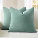 MIULEE Aqua Green Couch Pillow Covers 20x20 Inch, Set of 2 Soft Chenille Decorative Square Throw Pillow Covers Farmhouse for Sofa Living Room Bed