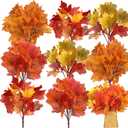 Tigeen 8 pcs Artificial Maple Leaves Branches Faux Thanksgiving Fall Fake Autumn Leaves for Thanksgiving Table Centerpieces Decoration