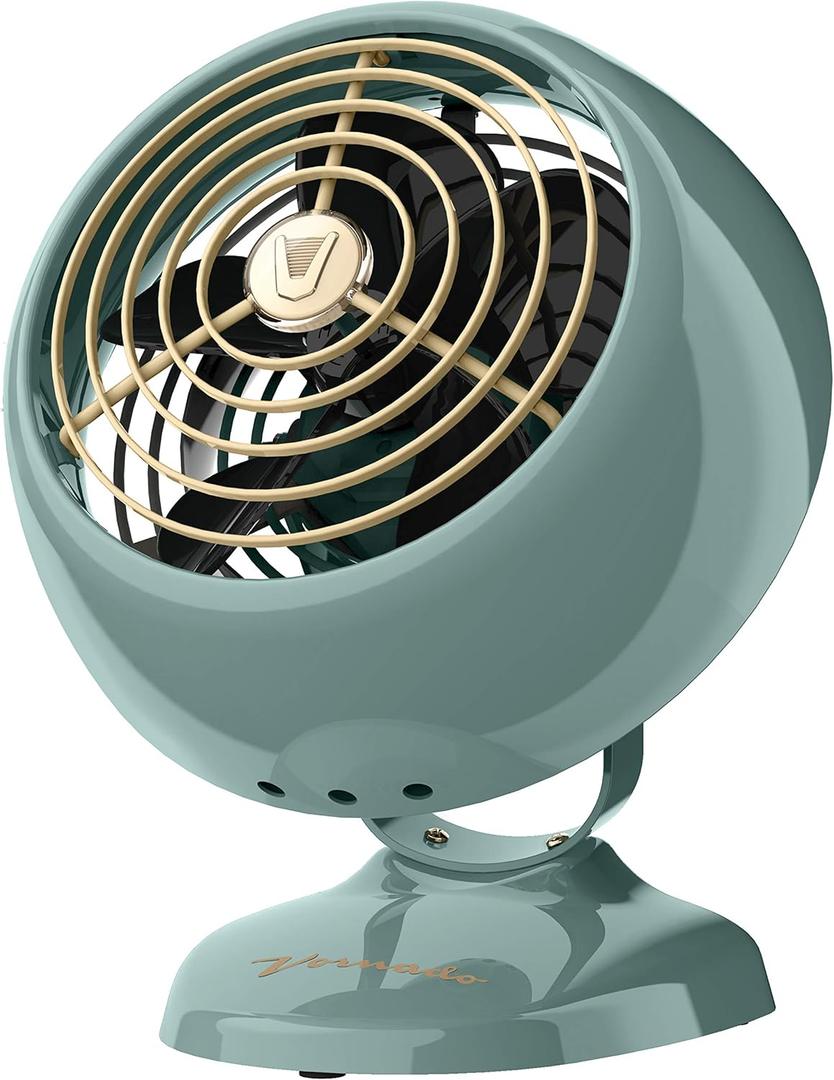 Vornado VFAN Mini Classic Vintage Metal Desk Fan, 2-Speed, Adjustable Tilt, Personal Air Circulator for Bedroom, Office, Dorm Room, Portable Quiet, Vintage Green
