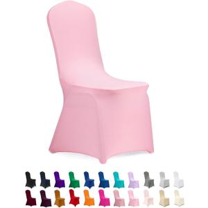 Peomeise Stretch Spandex Chair Cover for Wedding Party Dining Banquet Event (Pink, 25)