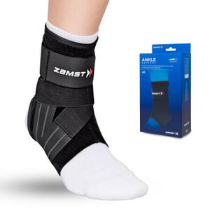Zamst A1 Black Ankle Brace for Sports - Breathable Sports Ankle Support for Men and Women with Adjustable Three Way Straps for Moderate Lateral Ankle Sprain - Right, Medium