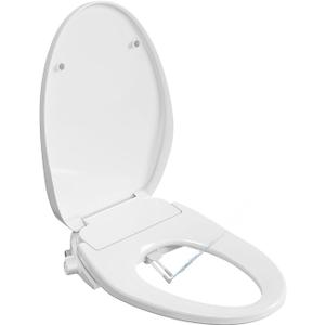 Non-Electric Bidet Toilet Seats Elongated Soft Close Lid Feminine & Front Wash Smart Dual Self Cleaning Nozzle 10-Min Easy DIY Install Cold Water Function B100