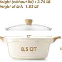 SENSARTE Ceramic Nonstick Stock Pot with Lid, 2.6/4.5/6.6/8.5/11 QT Soup Pot Casserole Pot, Non-toxic Healthy Pasta Pot, Large Cooking Pot Stew Pot, Induction Compatible, PFOA PFAS PTFE Free, White