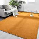 FlyDOIT Area Rugs for Bedroom Living Room, 4x6 Orange Super Soft Comfy Thickened Memory-Foam Indoor Carpets, Modern Aesthetic Minimalist Carpet for Boys Girls Adults Apartment Nursery Home Dcor