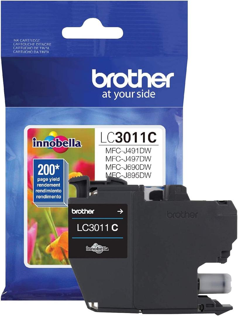 Brother Printer LC3011C Single Pack Standard Cartridge Yield Up to 200 Pages LC3011 Ink Cyan