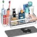 Yofidra Sponge Holder for Kitchen Sink Organizer Caddy: Sink Sponge with Instant Drying Stone, Metal Stainless Steel Basket Home Decor Storage and Organization Accessories 9.5" X 3.5" X 5.2" (White)