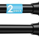 2Pcs Tension Curtain Rod 31 To 76 Inch Black Shower Curtain Rod No Drilling Adjustable Spring Loaded Curtain Rods 7/8"Diameter Shower Rods For Bathroom Windows Bedroom Closet Doorway Door