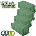 4PCS Floral Foam Cage, Flower Cage Holder, Dry and Wet Rectangle Flower Arrangement, Hangable Green Blocks Floral Foam Cages for Artificial Flesh Flower Wedding Holiday, Home, Garden Party Decorations