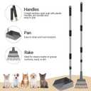 Heeyoo Dog Pooper Scooper, Dog Poop Tray and Rake Set, Pet Waste Removal Scoop with Long Adjustable Sectional Stainless Handles