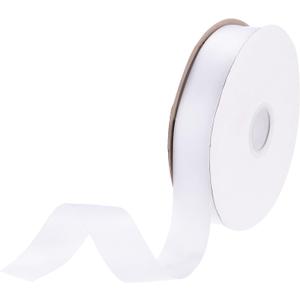 DMiotech 1 inch 50 Yards Satin Ribbon Thin Double Face Fabric Grosgrain Ribbon for Gift Wrapping Floral Hair Flower Bouquet, White