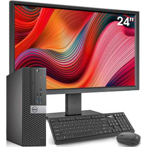 Dell OptiPlex Desktop Computer with 24 inch Monitor PC and Monitor Bundle, i7-6700 3.4GHz,16GB Ram New 512GB SSD,Intel AC7260 Built-in WiFi Bluetooth,HDMI,Refurbished Desktop,Windows 10 Pro