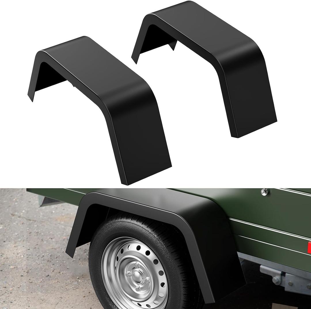 2 Pack Trailer Fenders Single Axle Fit 14 in-16 in Boat Trailer Fenders Wheels,Heavy Duty 14 Gauge Steel Car Hauler Trailer,Cargo Trailer,Utility Trailer,Landscape Trailer (Black)