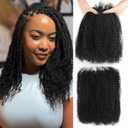 Afro Kinkys Bulk Human Hair 2 Bundles 16 Inch Black Afro Kinky-Curly Human Hair Bundles for Dreadlock Extensions Locs Repair 100% Human Hair 4C Curly for Mini Twist