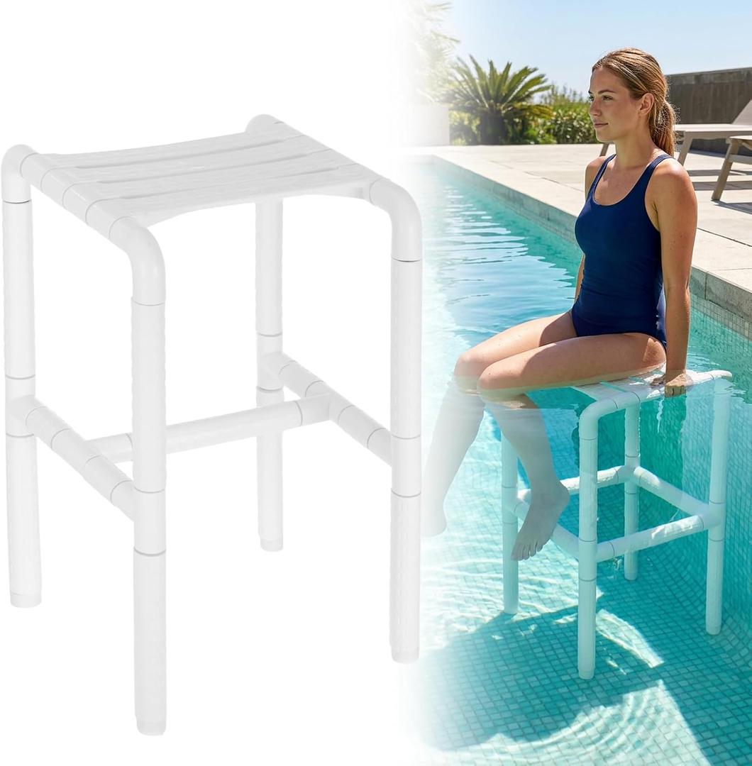 24 Inch Swim Up Pool Stools for Underwater Use Heavy Duty Stainless Steel Submerged Pool Chair for in Pool Pre-Weighted Pool Stools Waterproof Poolside Chair for Pool Lounging Pool Bar Patio Deck
