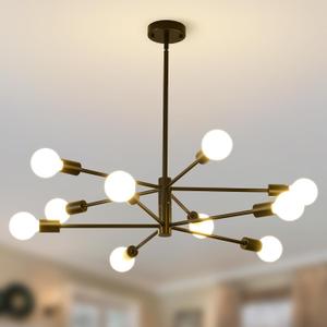 HHR Modern Sputnik Chandelier, 10-Light Black Ceiling Light Fixture, Height Adjustable Industrial Lighting for Kitchen Island,Bedroom Dining Room Living Room Farmhouse Office (Black 10-light) HHR Modern Sputnik Chandelier, 10-Light Black Ceiling Light Fixture, Height Adjustable Industrial Lighting for Kitchen Island,Bedroom Dining Room Living Room Farmhouse Office (Black 10-light)