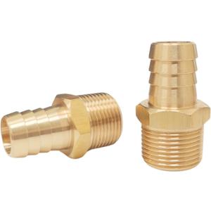 2pcs Brass Hose Barb Fitting, 3/4" Barb x 3/4" NPT Male, Adapter  Correct Thread for 1" OD, Brass Barbed Air Hose Repair Connector