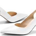 Rilista Women's Slingback Kitten Heels Closed Pointed Toe Backless Wedding Party Dress Pumps Shoes (White)8.5
