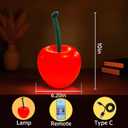 Cherry Lamp LED Light Unique Red Table Lamp for Bedroom, Nightstand or Living Room, Funky and Modern Desk Lamp, Small Decorative Cherry Bedroom Decor