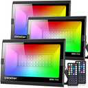 USTELLAR 3 Pack 80W RGB LED Flood Lights 800W Equiv. Outdoor Color Changing Floodlight Exterior IP66 Waterproof Uplighting Landscape Wall Washer Party Garden Yard Halloween Christmas Stage Spotlight