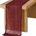 Ling's Moment Dark Red Cheesecloth Table Runner, 120 Inch 10FT Burgundy Boho Gauze Rustic Sheer Maroon Cranberry Cheese Cloth Table Runners for Party Wedding Birthday Outdoor Bridal Shower Decor
