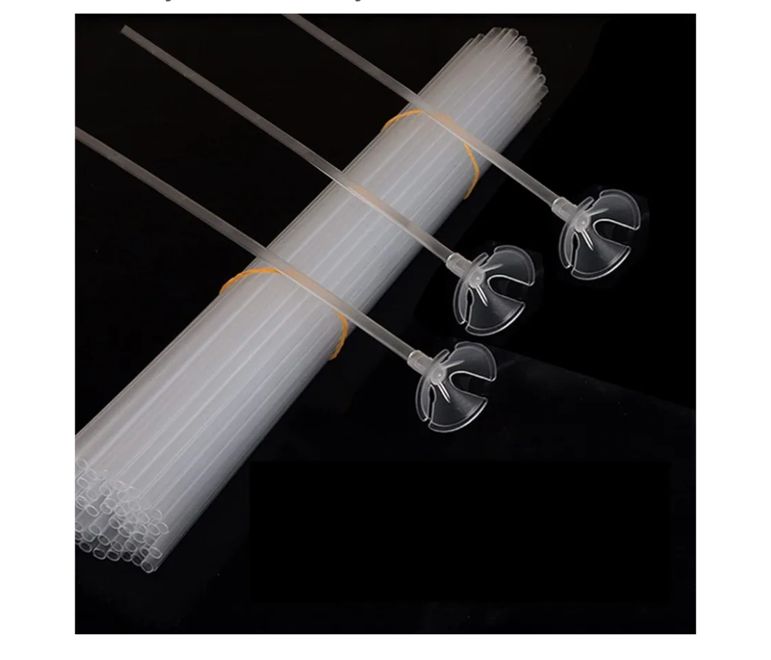 Plastic Balloon Sticks Holders 100 PCS with Balloon Cups Balloon Sticks Stand 16 Inch for Birthday Wedding Anniversary Festivals Party Decor (Clear, 16 Inch)