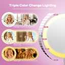 1X/30X Makeup Mirror with Lights, Brightness Adjustable with 3 Colors, Double Sided Magnifying Mirror with 360 Rotation, Lighted Makeup Mirror with Magnification, Ideal Gift for Women