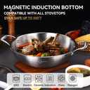 LOLYKITCH 12 Inch Tri-Ply Stainless Steel Wok Pan with Lid,Kadai,5 QT Induction Cooking Pot,Dishwasher and Oven Safe