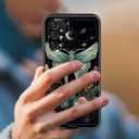 for Galaxy A14 5G Case with Built in Kickstand,Shockproof/Dustproof/Drop Proof 3-Layer Military Grade Protective Cover for Samsung Galaxy A14 5G 6.6 inch,Butterfly Moon Flower