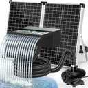 POPOSOAP 70W Solar Pond Waterfall Spillway with Pond Pump, Pond Spillway with 304 Stainless Steel & Filtration System & 9.8FT Tube for Pond Fountain Waterfall Garden Water Features-P5703S