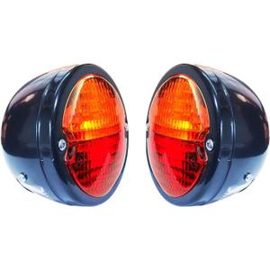 Tail Light 12V Black Duolamp Tail Light Rear Stop Indicator Turn Signals & License Plate Amber Red Lens Black Ring Universal for Ford Model A Hot Street Rat Rod Classic Custom Cars Trucks
