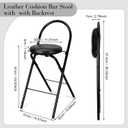 CroBlissful 2 Pcs 24 Inch Folding Bar Stool with Backrest, Leather Padded Folding Stools for Adults up to 350lbs, Collapsible Round Counter Height Stool Chair for Camping Kitchen Shop Cafe (Black)