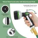Garden Hose Nozzle Heavy Duty,Metal Water Hose Nozzle with 10 Adjustable Spray Patterns, High Pressure Hose Sprayer Nozzle Thumb Control On Off Valve for Lawn & Plant Watering, Car & Pet Washing