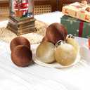 12 Pcs Velvet Christmas Ornaments Set - Coffee Brown Large Shatterproof Christmas Tree Decorations, 3.15 Inch Multicolor Velvet Balls for Xmas Tree, Home, and Party Decor